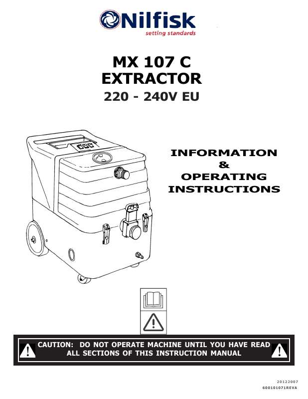 Guide utilisation NILFISK MX 107C  de la marque NILFISK