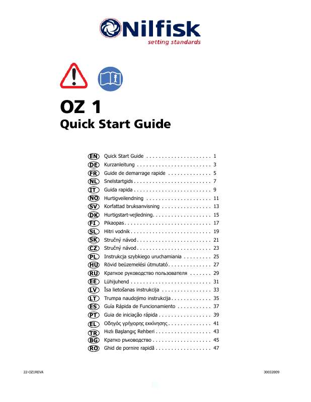 Guide utilisation NILFISK OZ 1  de la marque NILFISK