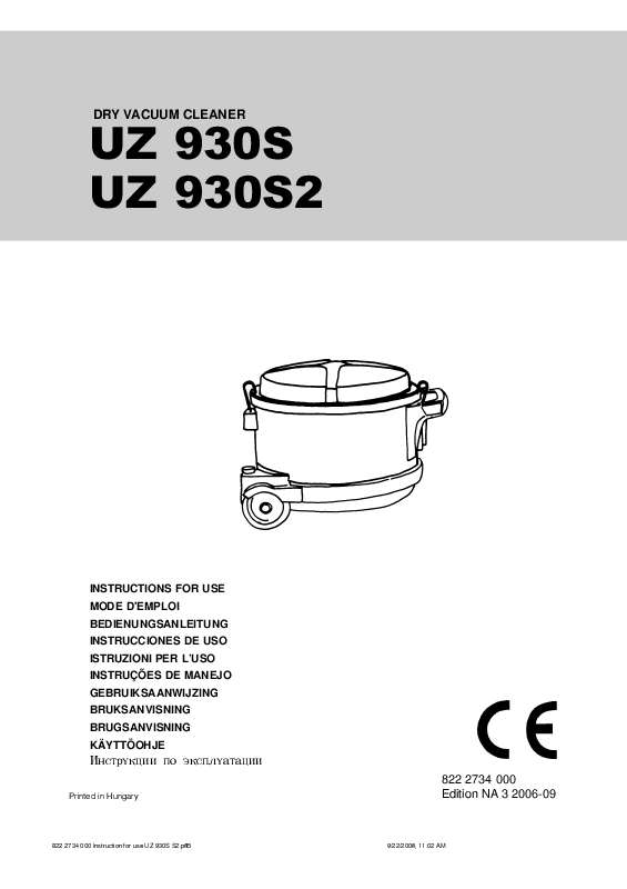 Guide utilisation NILFISK UZ 930S  de la marque NILFISK