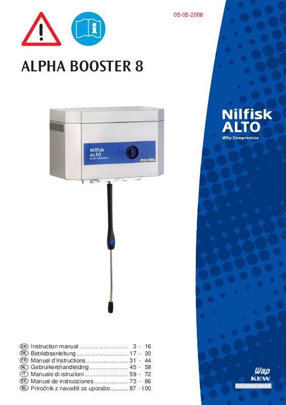 Guide utilisation NILFISK ALPHA BOOSTER 8  de la marque NILFISK
