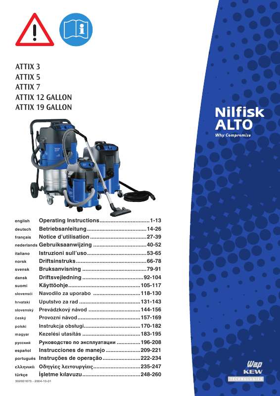 Guide utilisation NILFISK ATTIX 12 GALLON  de la marque NILFISK