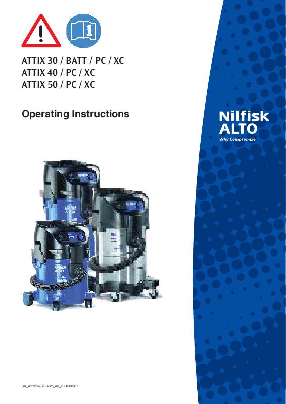 Guide utilisation NILFISK ATTIX 30 BATT  de la marque NILFISK