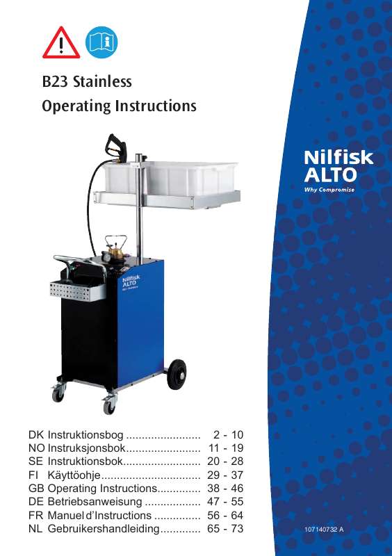 Guide utilisation NILFISK B23 STAINLESS  de la marque NILFISK