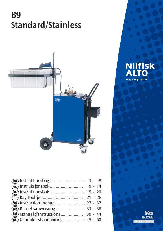 Guide utilisation NILFISK B9  de la marque NILFISK