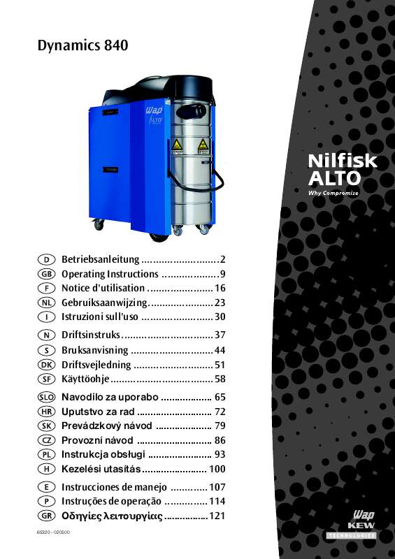 Guide utilisation NILFISK DYNAMICS  de la marque NILFISK