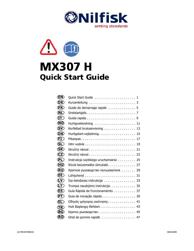 Guide utilisation NILFISK MX307 H  de la marque NILFISK
