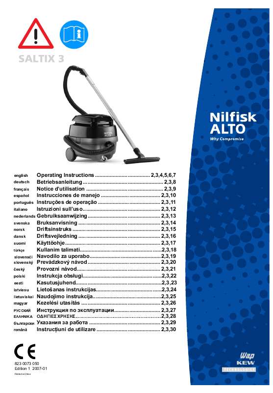Guide utilisation NILFISK SALTIX 3  de la marque NILFISK