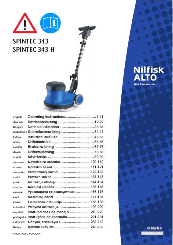 Guide utilisation NILFISK SPINTEC 343  de la marque NILFISK
