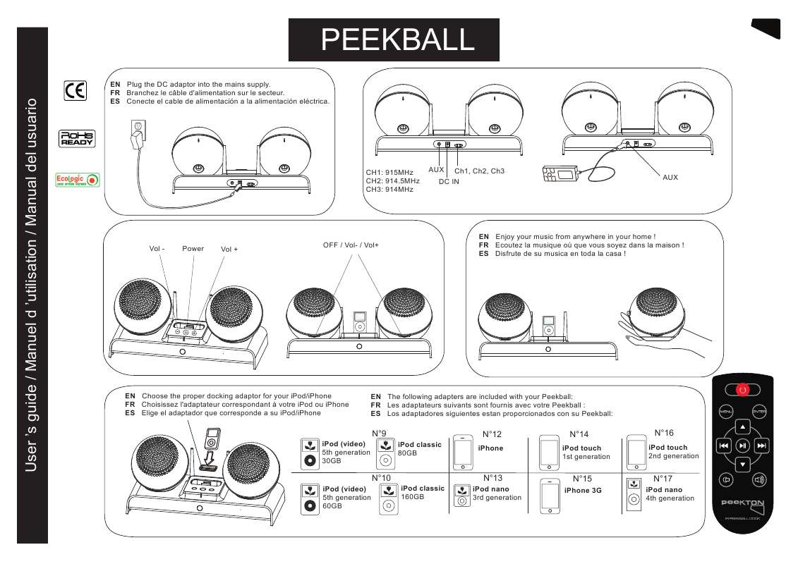 Guide utilisation PEEKTON PEEKBALL  de la marque PEEKTON
