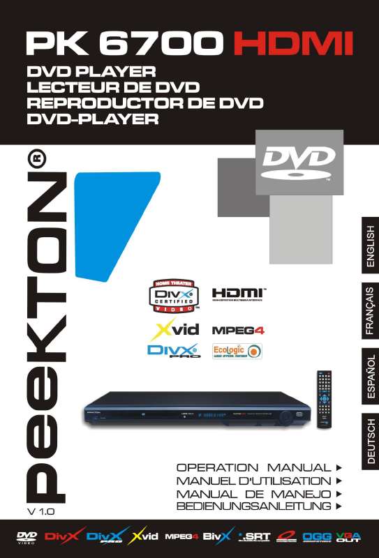 Guide utilisation PEEKTON PK 6700 HDMI  de la marque PEEKTON