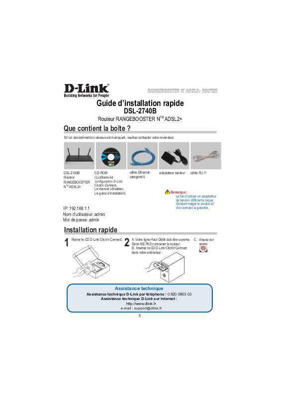Guide utilisation D-LINK DSL-2740B  de la marque D-LINK