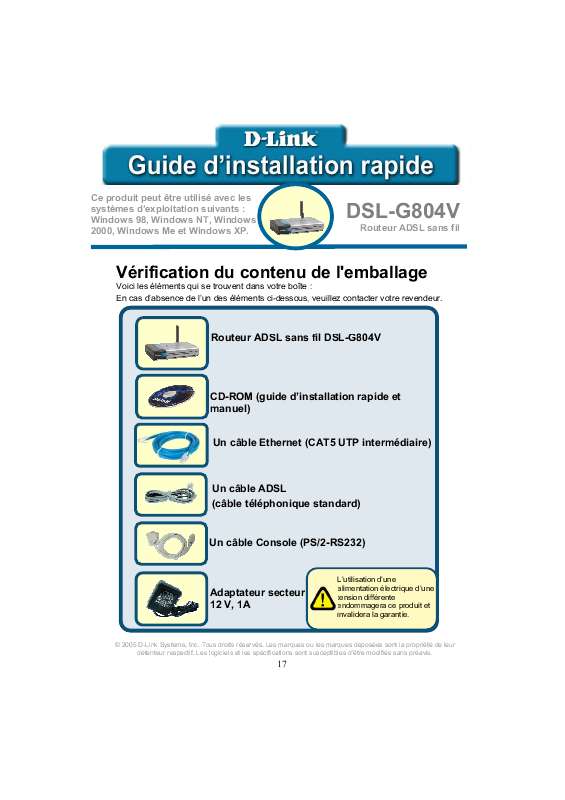 Guide utilisation D-LINK DSL-G804V  de la marque D-LINK