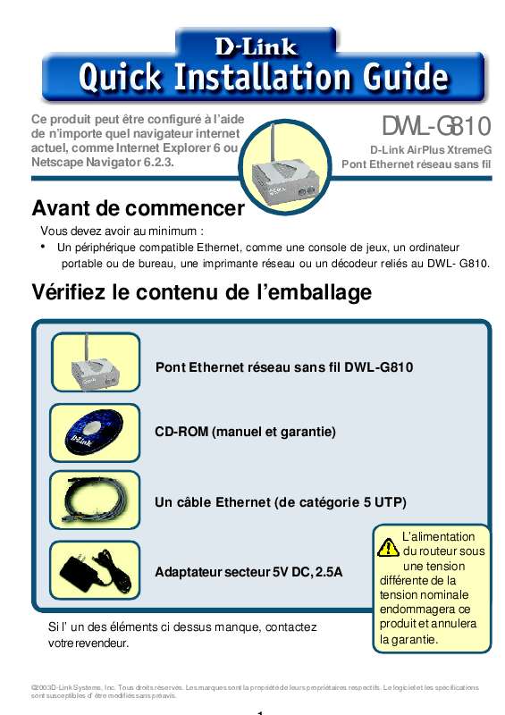 Guide utilisation D-LINK DWL-G810  de la marque D-LINK
