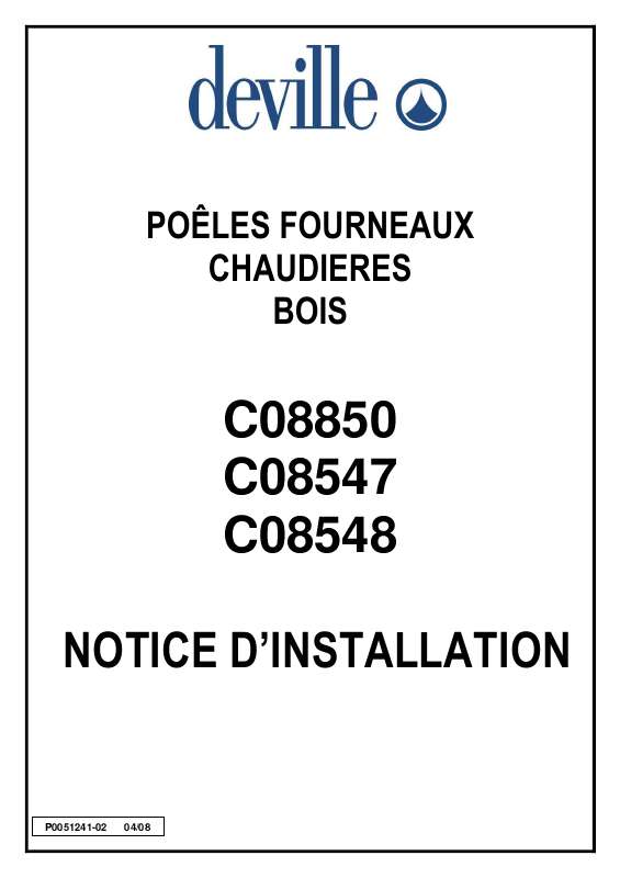 Guide utilisation DEVILLE C08547  - INSTALLATION 04-08 de la marque DEVILLE