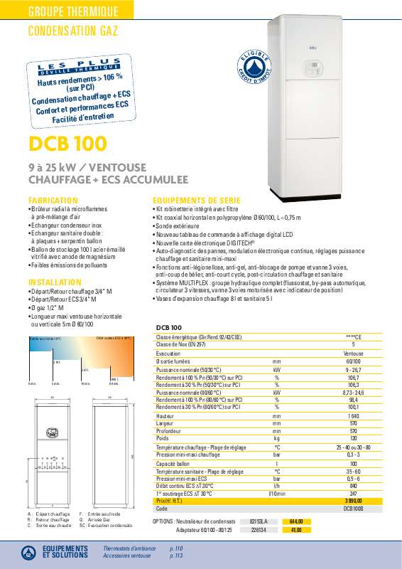 Guide utilisation DEVILLE DCB 100  de la marque DEVILLE