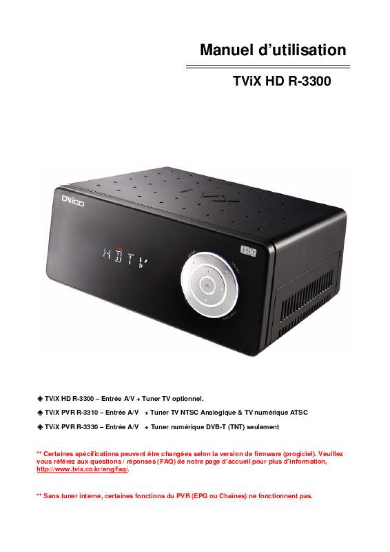 Guide utilisation DVICO TVIX HD R-3300  de la marque DVICO