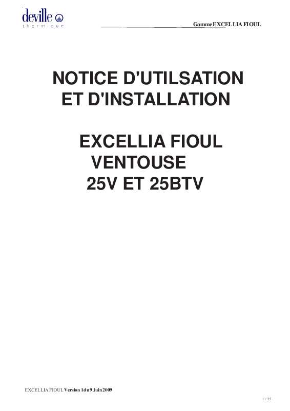 Guide utilisation DEVILLE EXCELLIA FIOUL 25V  de la marque DEVILLE