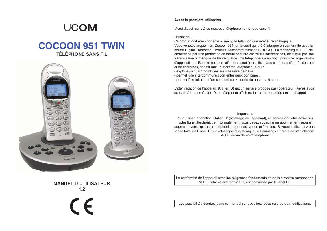 Guide utilisation  UCOM COCOON 951 TWIN  de la marque UCOM