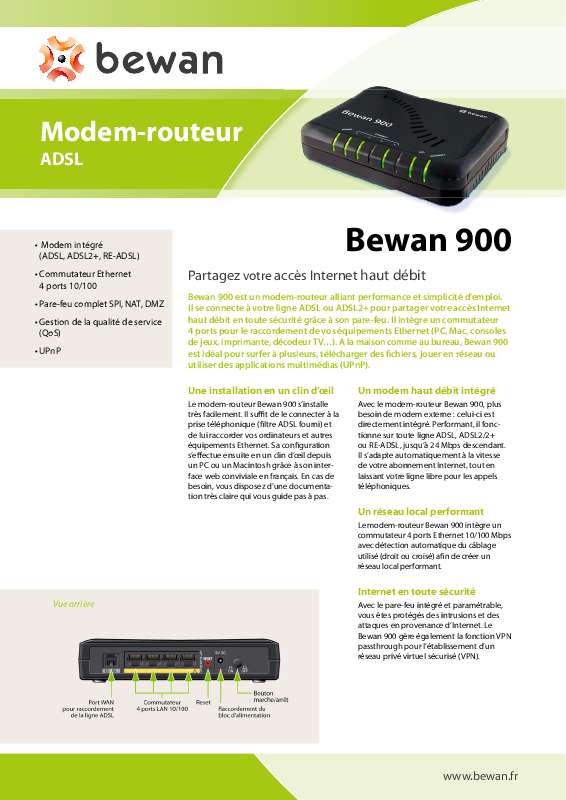 Guide utilisation BEWAN BWA-900  de la marque BEWAN