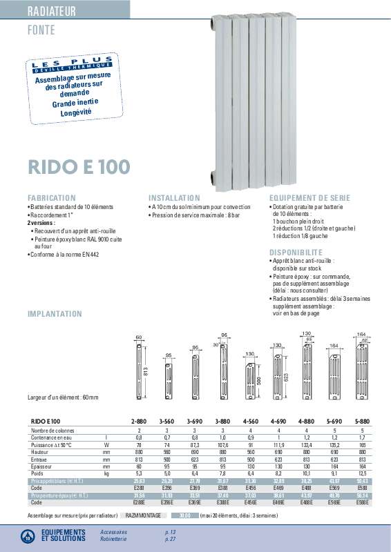 Guide utilisation DEVILLE RIDO E 100  de la marque DEVILLE