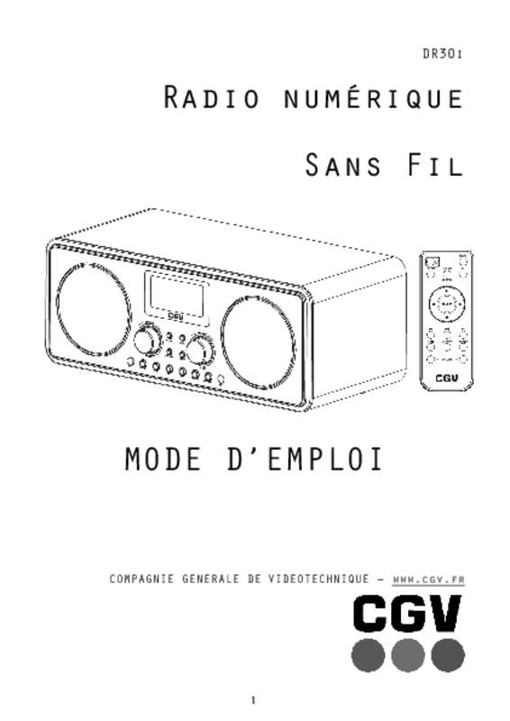 Guide utilisation CGV DR30I  de la marque CGV
