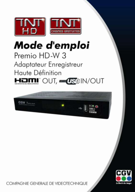 Guide utilisation CGV PREMIO HD-W3 70023  de la marque CGV