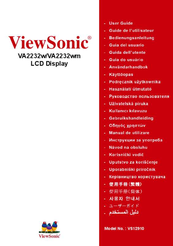 Guide utilisation VIEWSONIC VA2232W-LED  de la marque VIEWSONIC