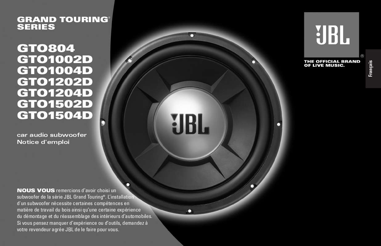 Guide utilisation JBL GTO  de la marque JBL