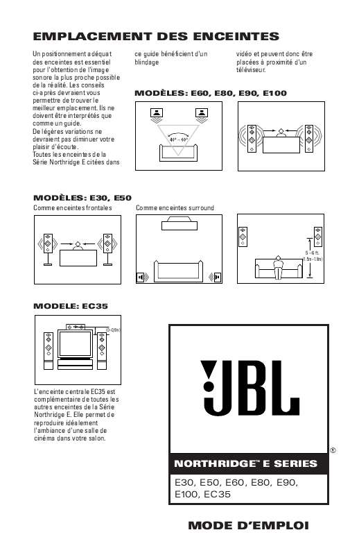 Guide utilisation  JBL E 100 (220-240V)  de la marque JBL