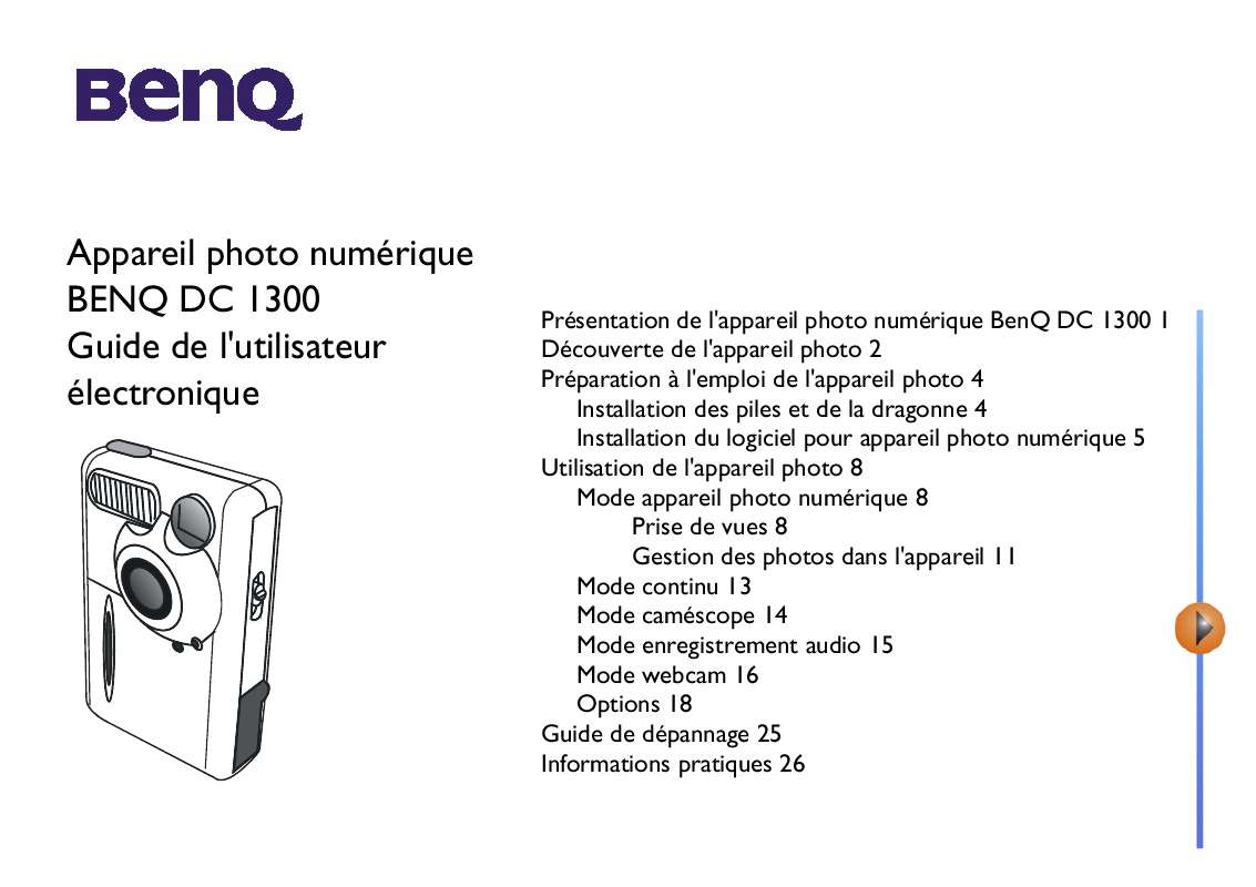 Guide utilisation  BENQ DC 1300  de la marque BENQ