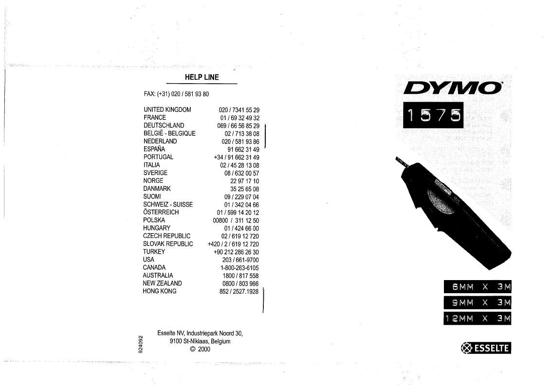 Guide utilisation  DYMO 1575  de la marque DYMO