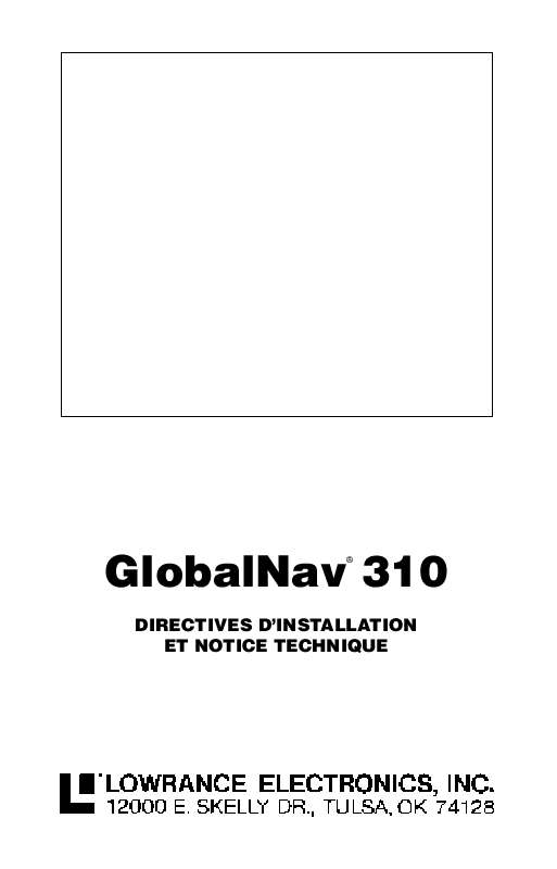 Guide utilisation LOWRANCE GLOBALNAV 310  de la marque LOWRANCE