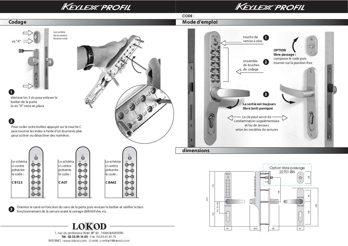 Guide utilisation  LOKOD KEYLEX PROFIL  de la marque LOKOD