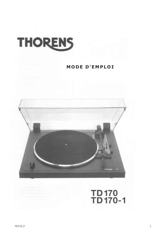 Guide utilisation THORENS TD 170-1  de la marque THORENS
