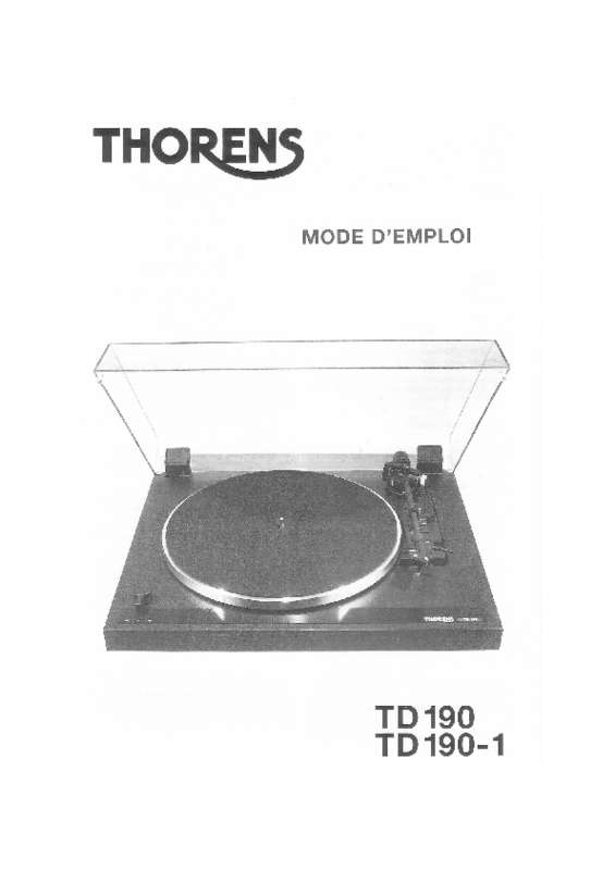 Guide utilisation THORENS TD 190-2  de la marque THORENS