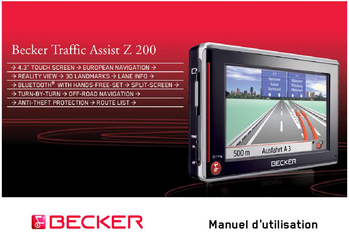 Guide utilisation BECKER TRAFFIC ASSIST Z200  de la marque BECKER