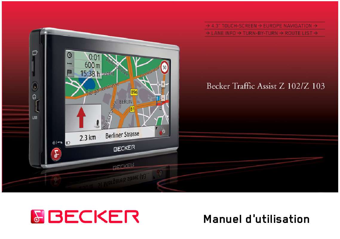Guide utilisation BECKER TRAFFIC ASSIST Z102  de la marque BECKER