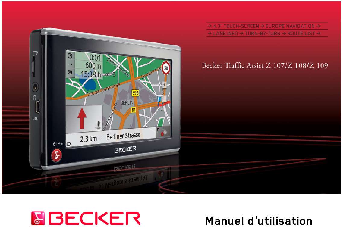 Guide utilisation BECKER TRAFFIC ASSIST Z109  de la marque BECKER