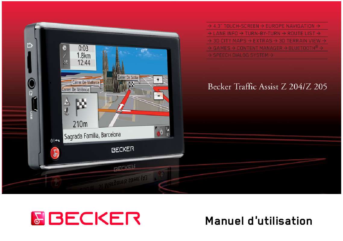 Guide utilisation BECKER TRAFFIC ASSIST Z204  de la marque BECKER