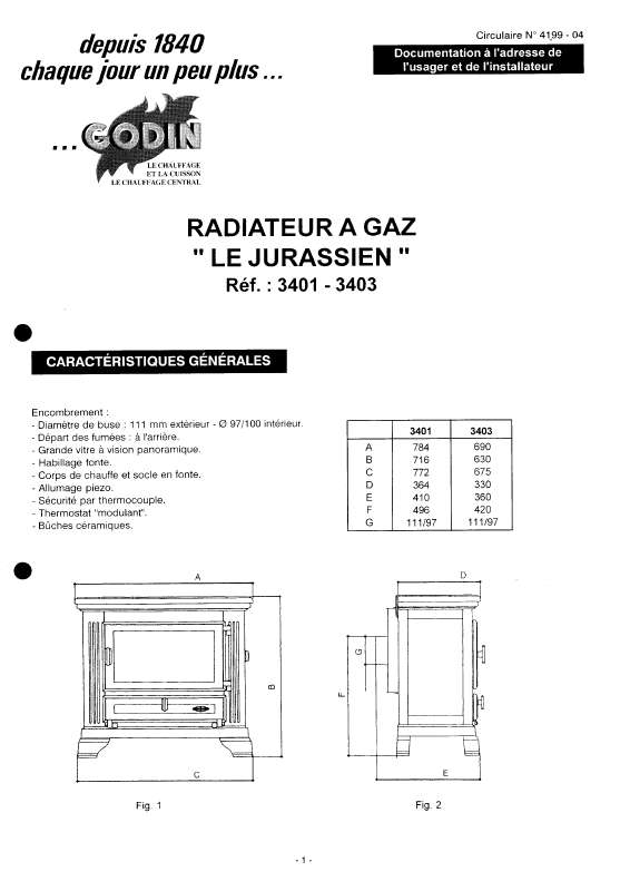 Guide utilisation GODIN 3401 JURASSIEN  de la marque GODIN