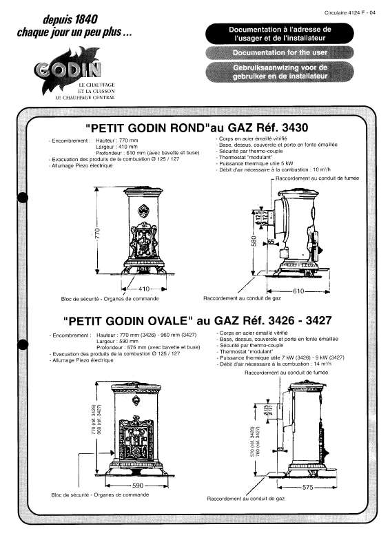 Guide utilisation GODIN 3430 PETIT GODIN ROND  de la marque GODIN