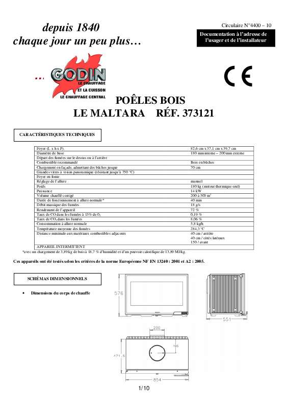 Guide utilisation GODIN 373121 MALTARA  de la marque GODIN