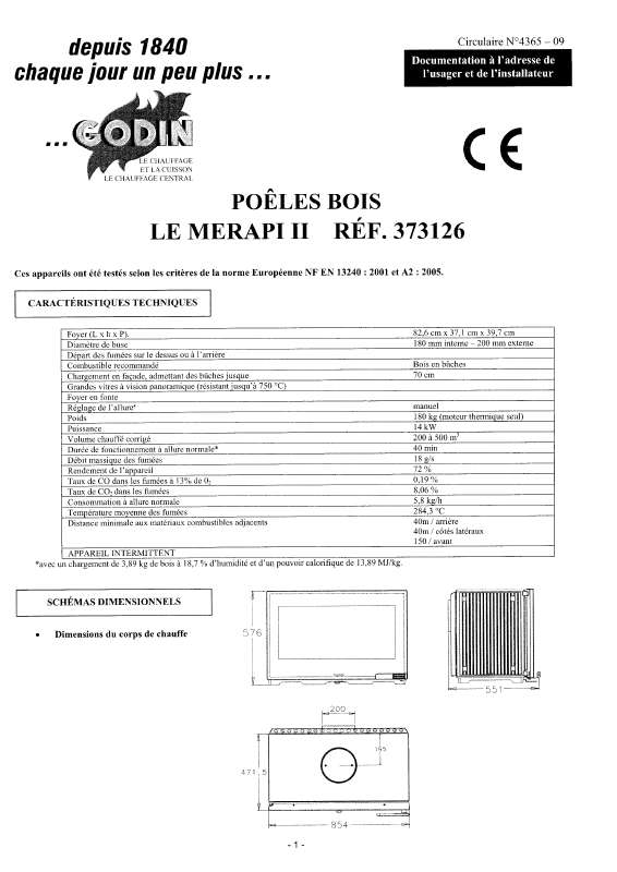 Guide utilisation GODIN 373126 MERAPI II  de la marque GODIN
