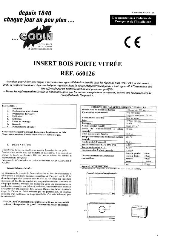 Guide utilisation GODIN 660126 INSERT BOIS PORTE VITREE  de la marque GODIN