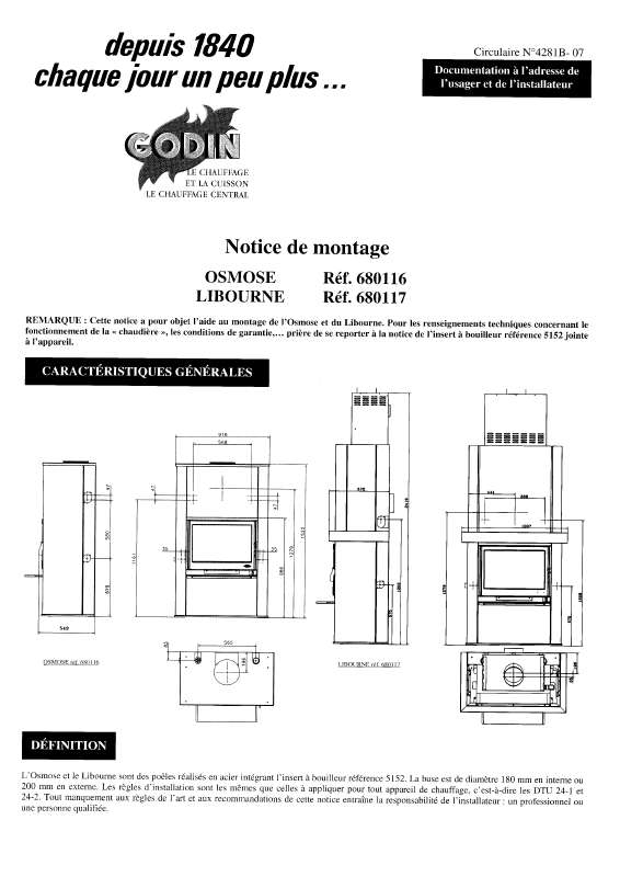 Guide utilisation GODIN 680116 OSMOSE  de la marque GODIN