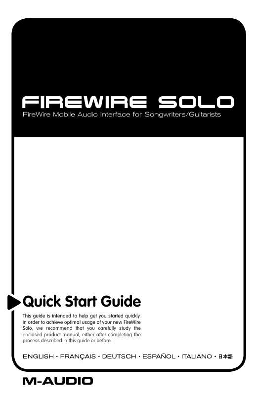 Guide utilisation M-AUDIO FIREWIRE SOLO  de la marque M-AUDIO