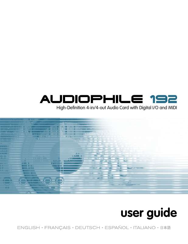 Guide utilisation M-AUDIO AUDIOPHILE 192  de la marque M-AUDIO