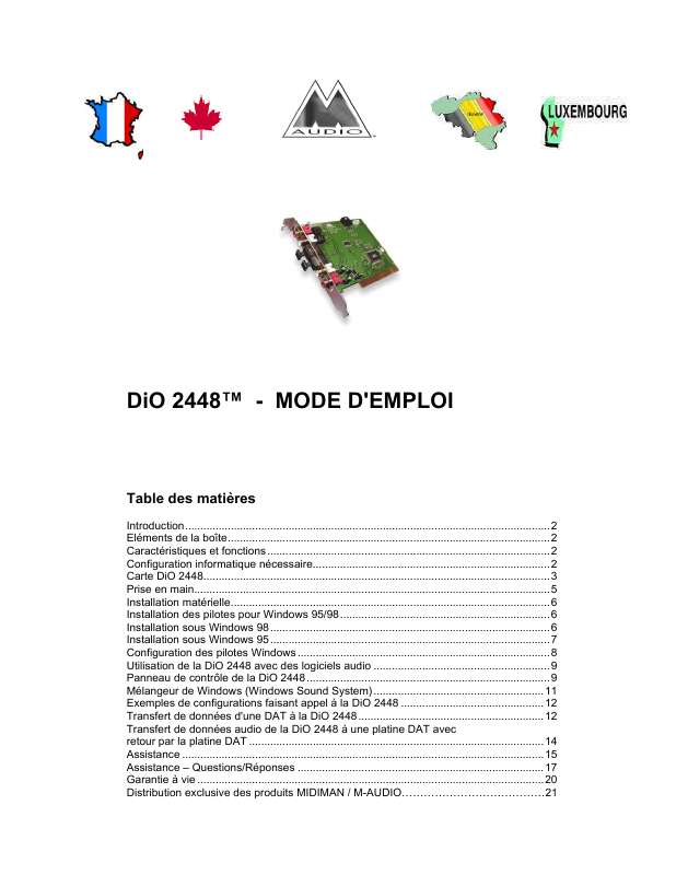 Guide utilisation M-AUDIO DELTA DIO 2448  de la marque M-AUDIO
