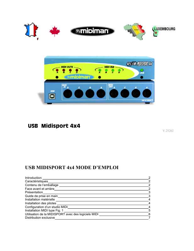 Guide utilisation M-AUDIO MIDISPORT 4X4  de la marque M-AUDIO