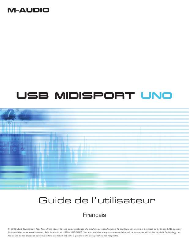 Guide utilisation M-AUDIO MIDISPORT UNO USB  de la marque M-AUDIO